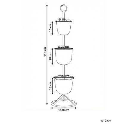 3 Tier Brown Iron Plant Stand Indoor and Outdoor 28 x 28 x 110cm Traditional Holder