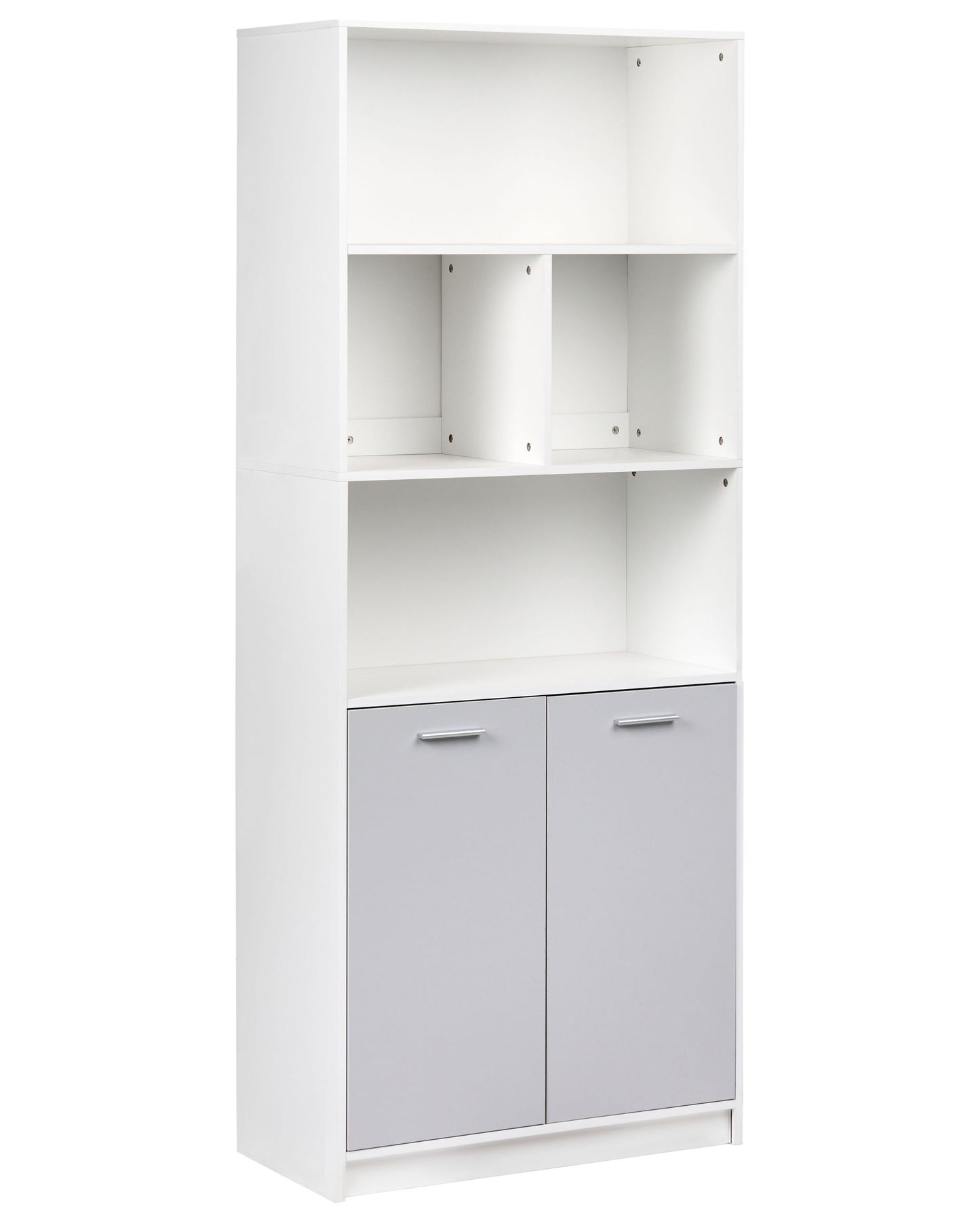 Living 2 Door Bookcase Grey and White Minimalistic