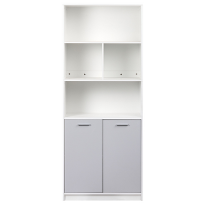 Living 2 Door Bookcase Grey and White Minimalistic