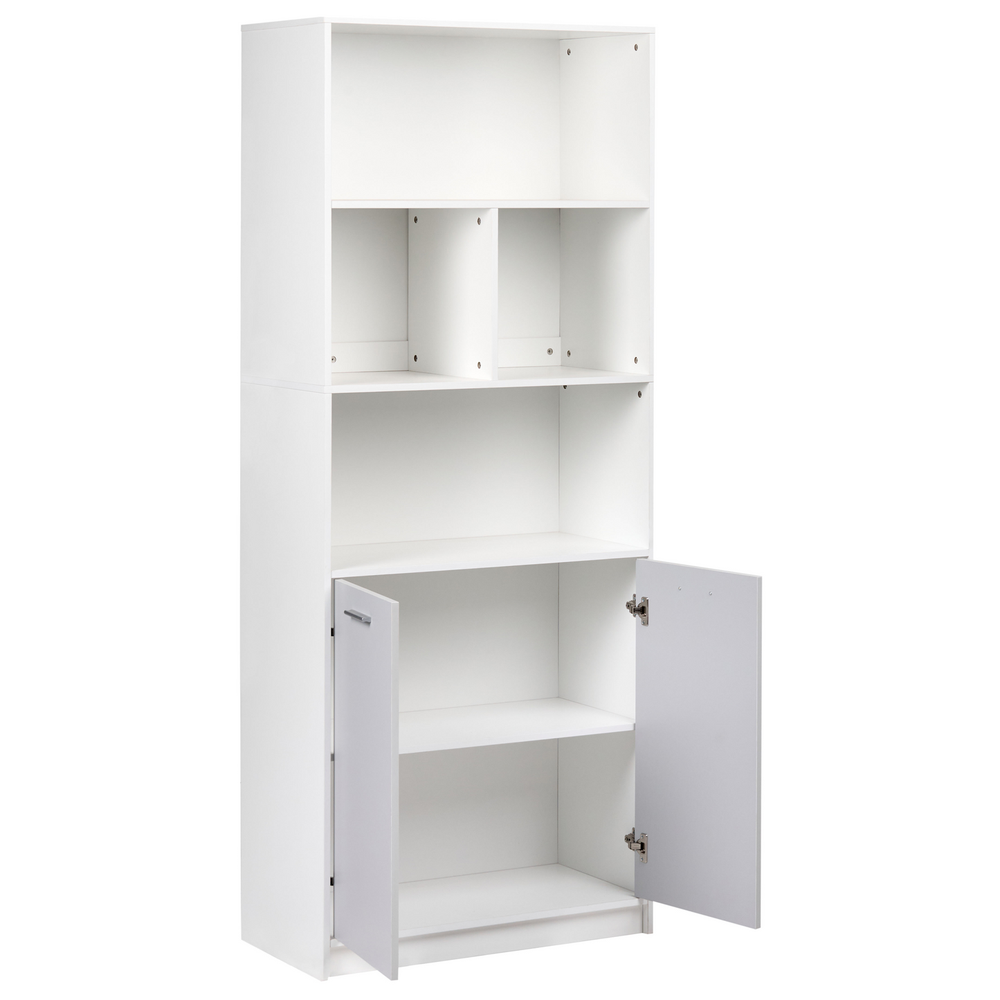 Living 2 Door Bookcase Grey and White Minimalistic