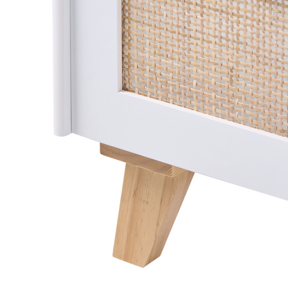 BrightNest 2 Tier Bookshelf White MDF With Rattan Front Toy Storage