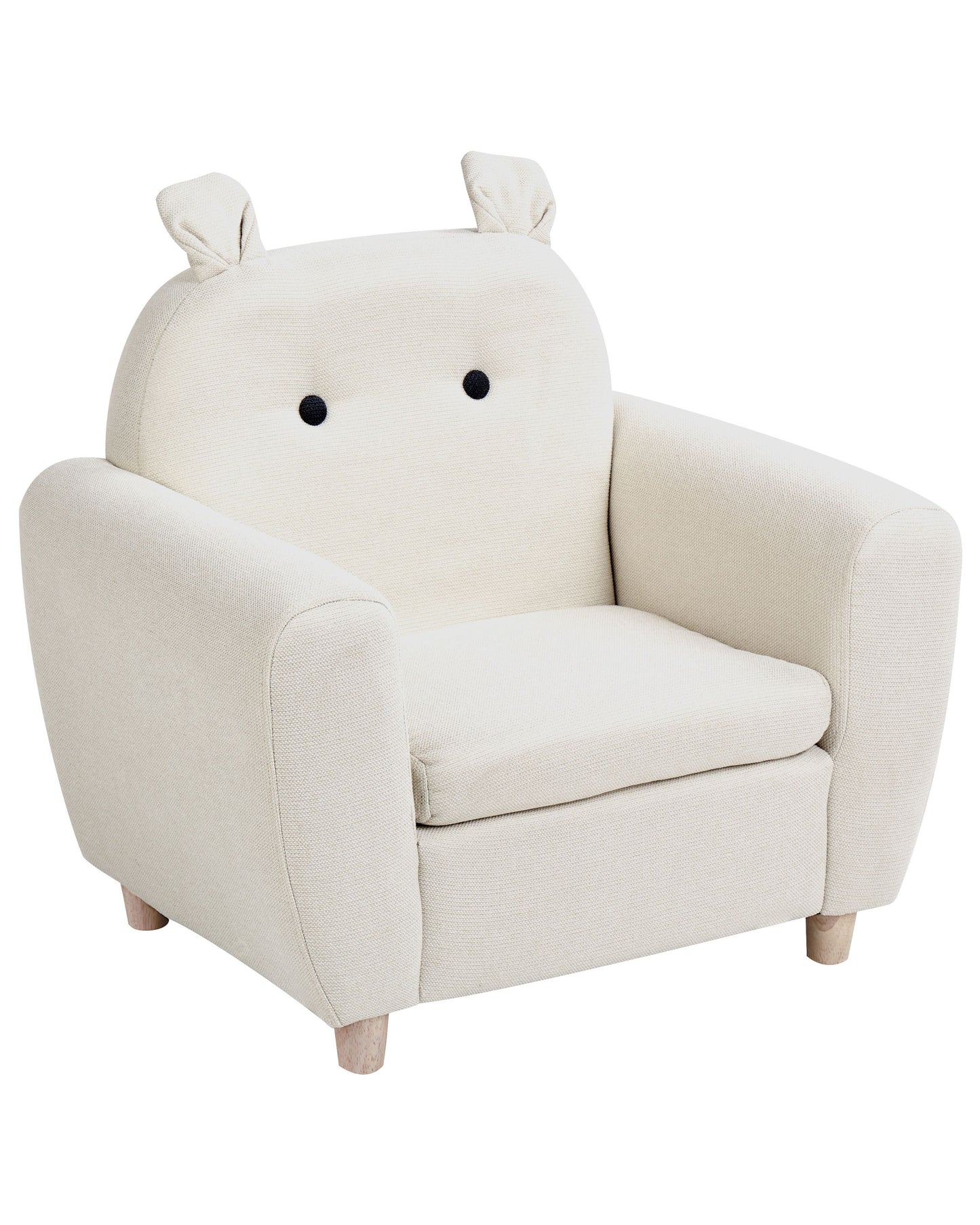 Kids Chair Off White Fabric With Armrests Modern Design