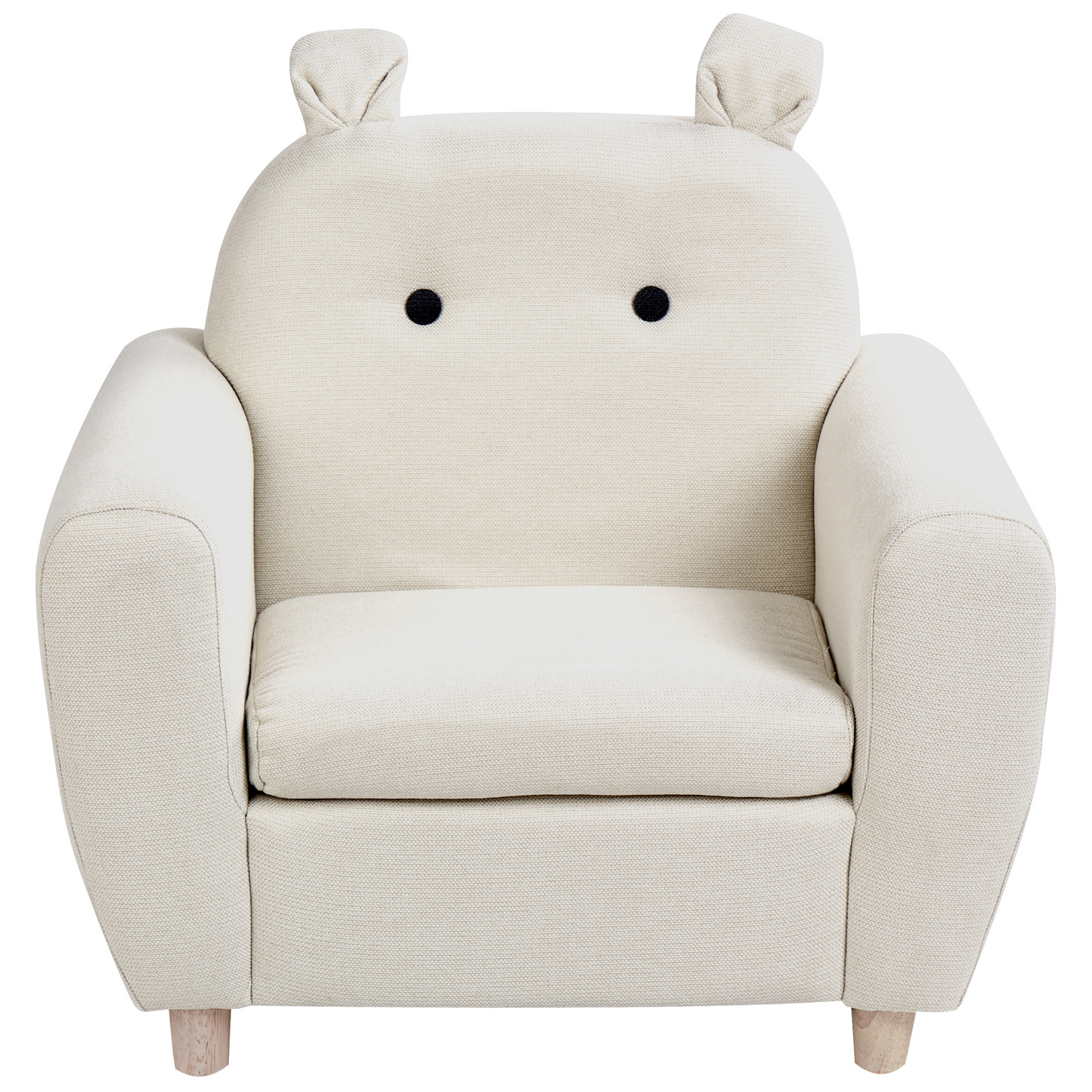 Kids Chair Off White Fabric With Armrests Modern Design