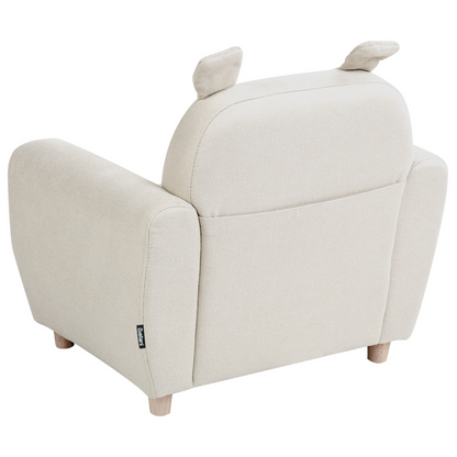 Kids Chair Off White Fabric With Armrests Modern Design