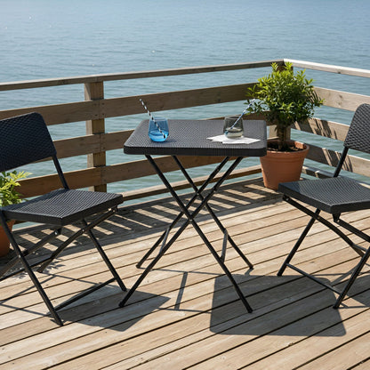 Bistro Set Black Foldable Table And 2 Chairs Patio Weatherproof