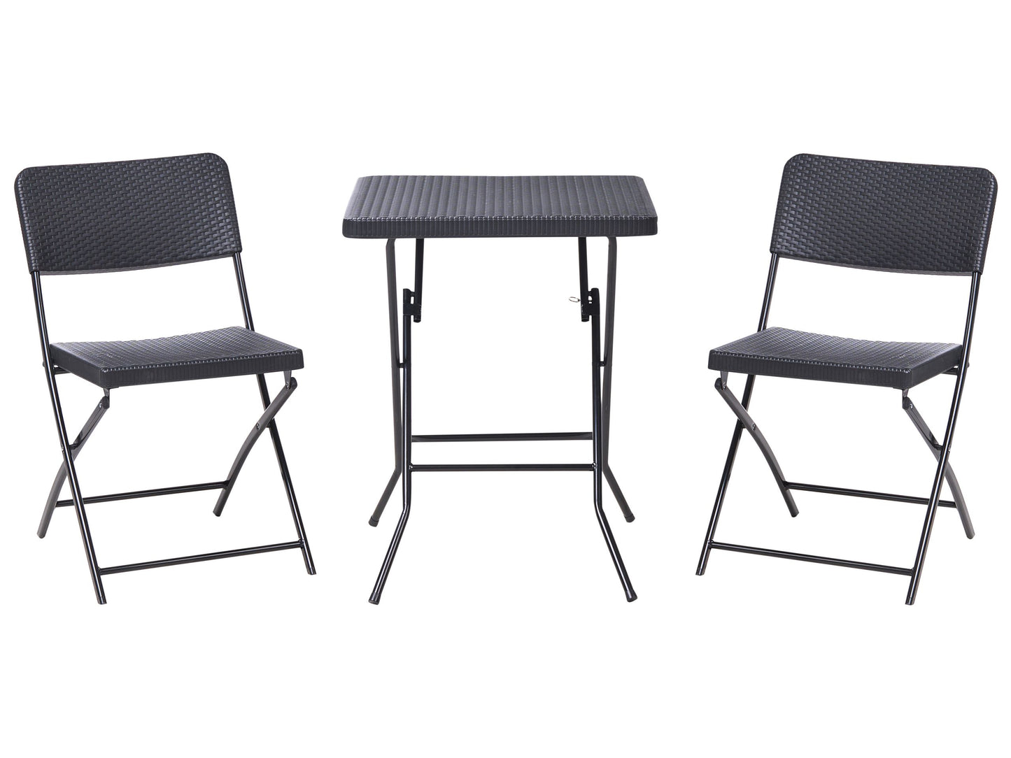 Bistro Set Black Foldable Table And 2 Chairs Patio Weatherproof