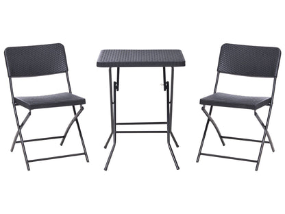 Bistro Set Black Foldable Table And 2 Chairs Patio Weatherproof