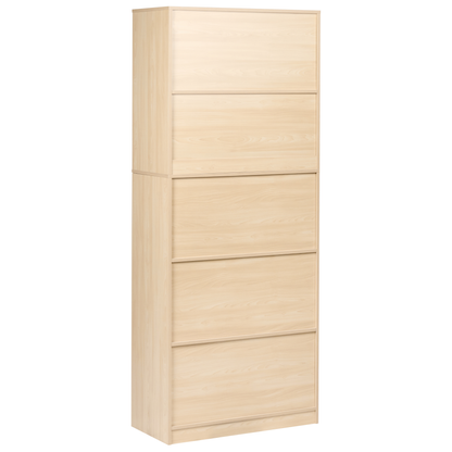 Two Door Bookcase White and Light Brown Open Shelves