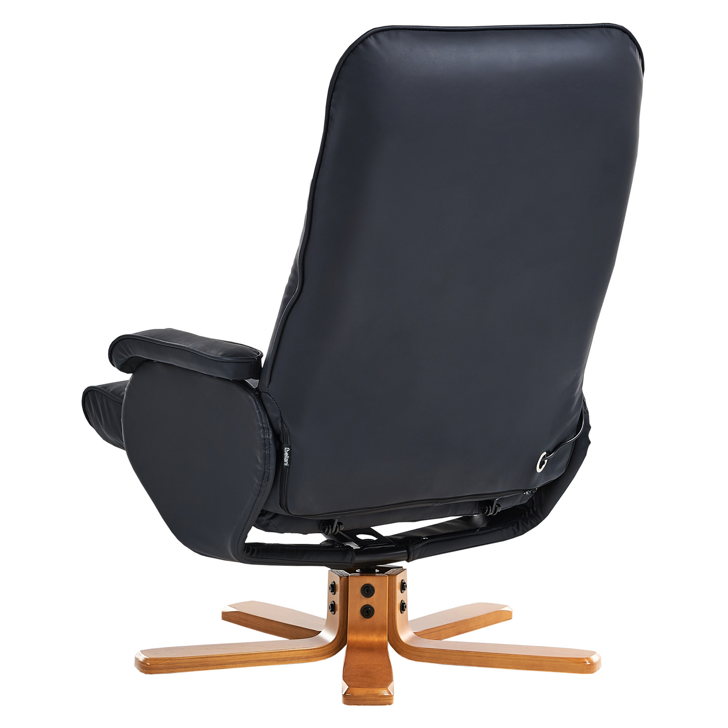 Recliner Armchair With Footrest Faux Leather Upholstery Swivel Heating Massage Function Retro Design