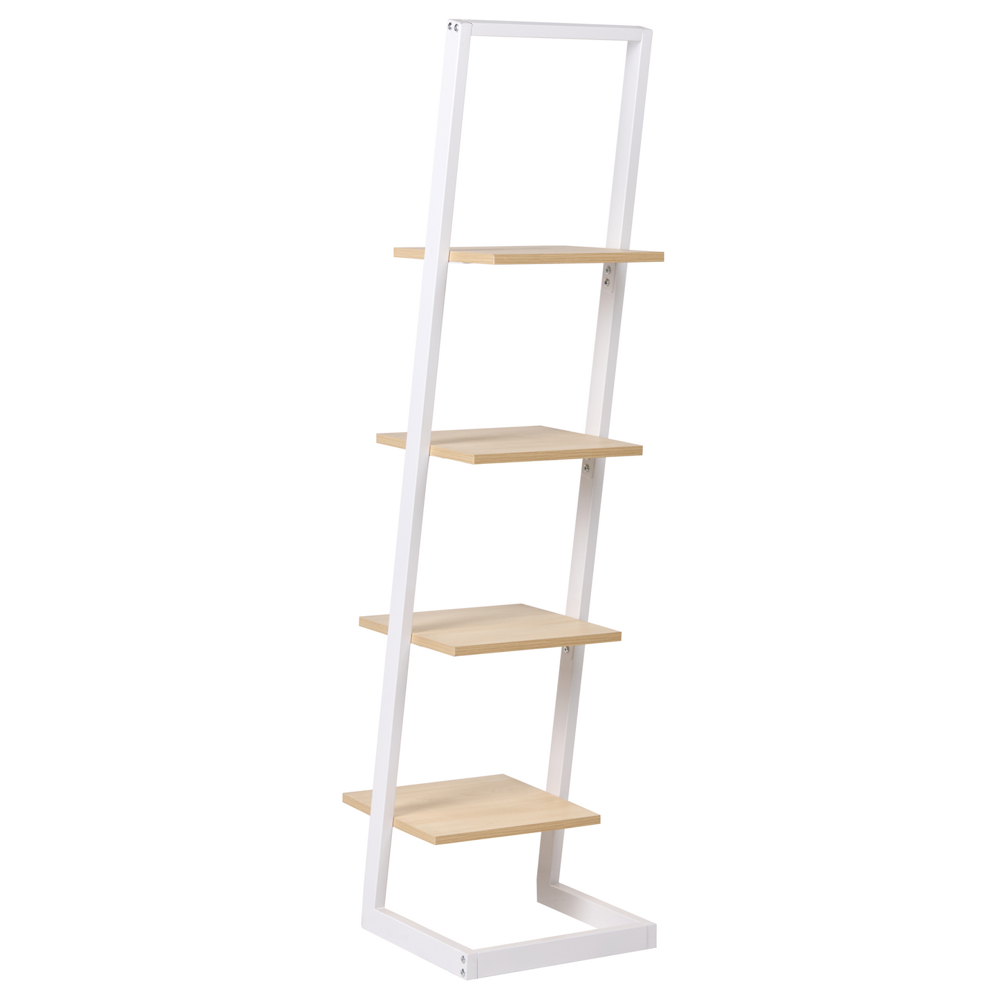 Bookcase White Metal Frame Freestanding Shelving Unit