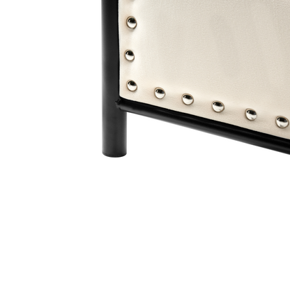 Metal Bed Black Slatted Frame Fabric Headboard Double 4ft6