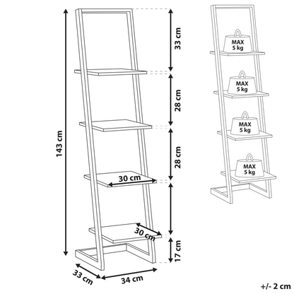 Bookcase White Metal Frame Freestanding Shelving Unit