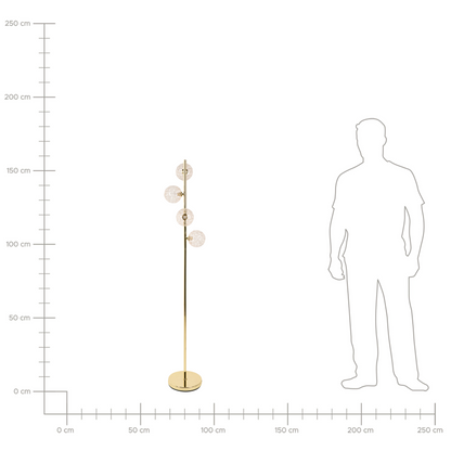 Floor Lamp Beige Glass With Gold Metal Base Four Spherical Shades Glamorous Modern Living Room Lighting