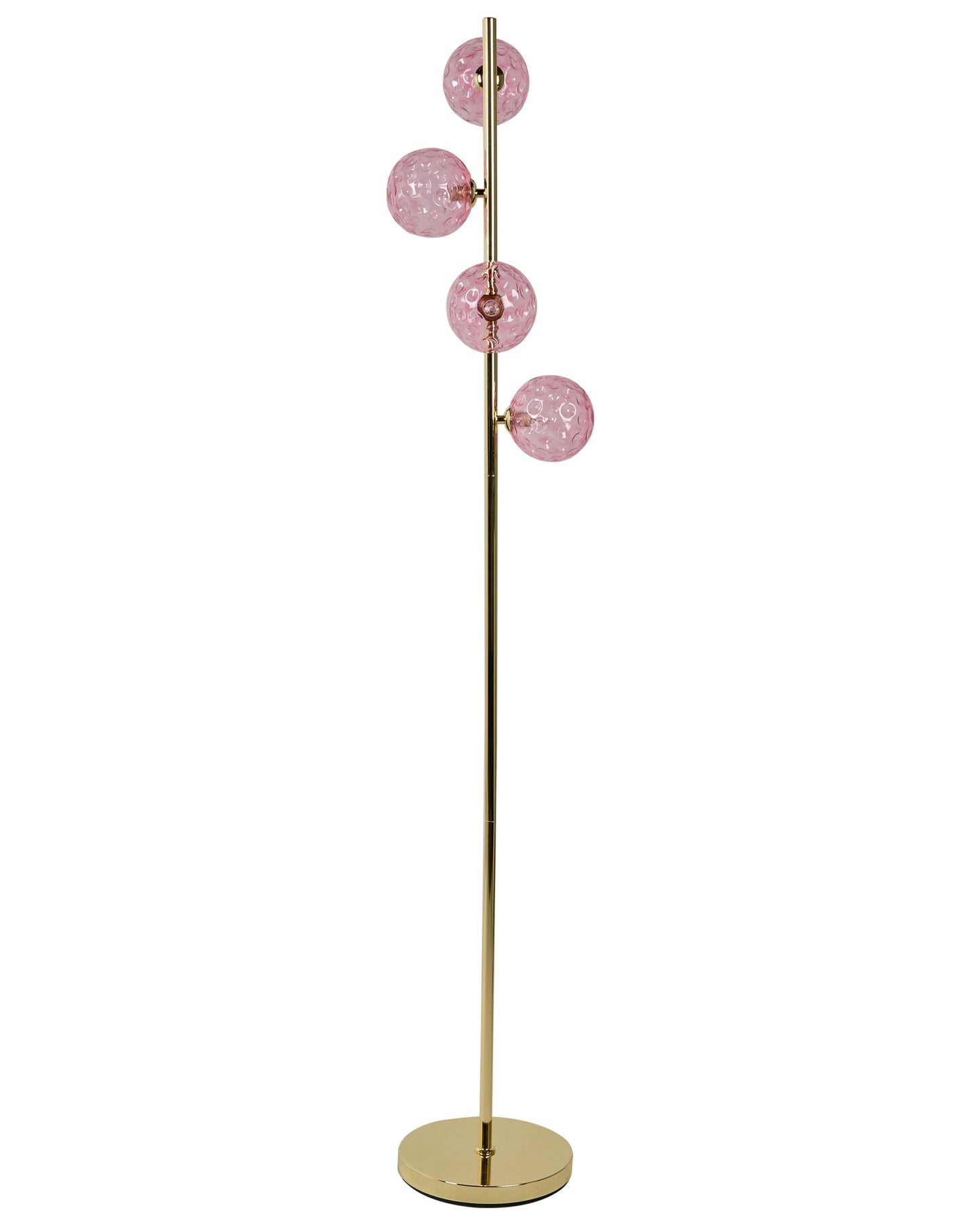 Pink Glass Floor Lamp Gold Metal Base Four Shades