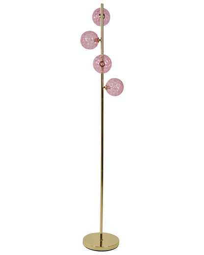 Pink Glass Floor Lamp Gold Metal Base Four Shades