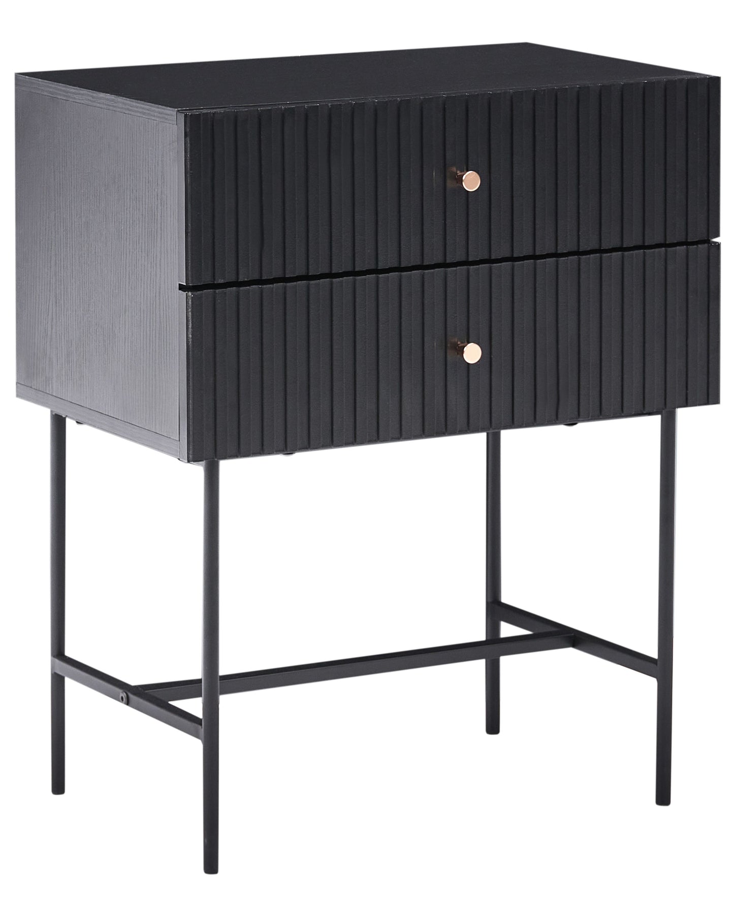 NovaHome 2 Drawer Bedside Table Black And Gold Modern Nightstand