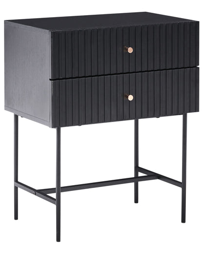 NovaHome 2 Drawer Bedside Table Black And Gold Modern Nightstand