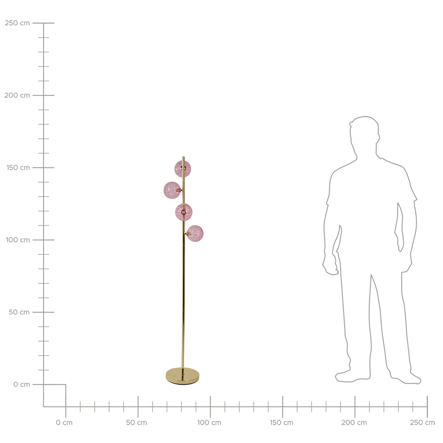 Pink Glass Floor Lamp Gold Metal Base Four Shades