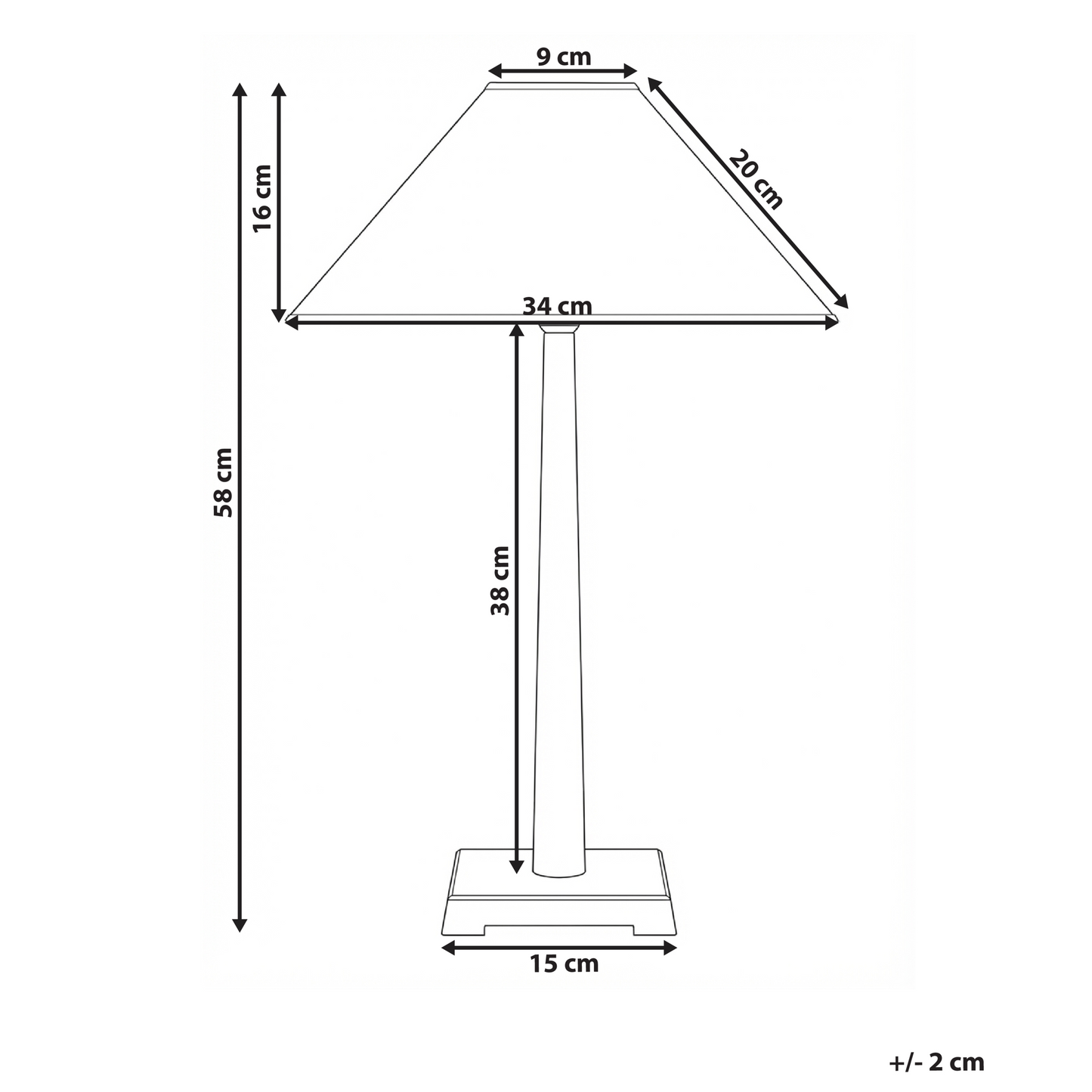 Table Lamp Black Iron Base White Fabric Shade