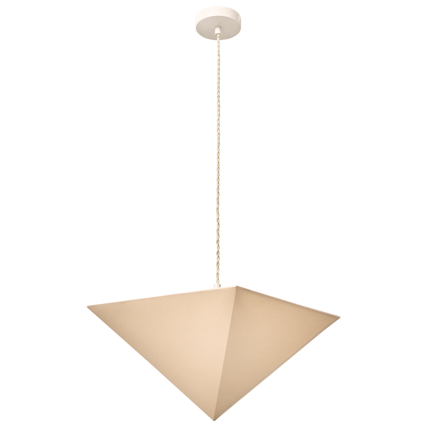Pendant Lamp Beige Fabric Shade Iron Base Modern Ambient Light Living Room