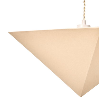 Pendant Lamp Beige Fabric Shade Iron Base Modern Ambient Light Living Room