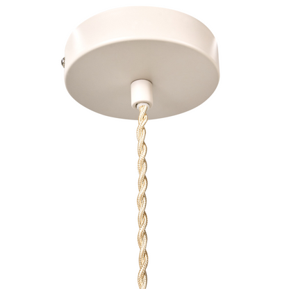 Pendant Lamp Beige Fabric Shade Iron Base Modern Ambient Light Living Room