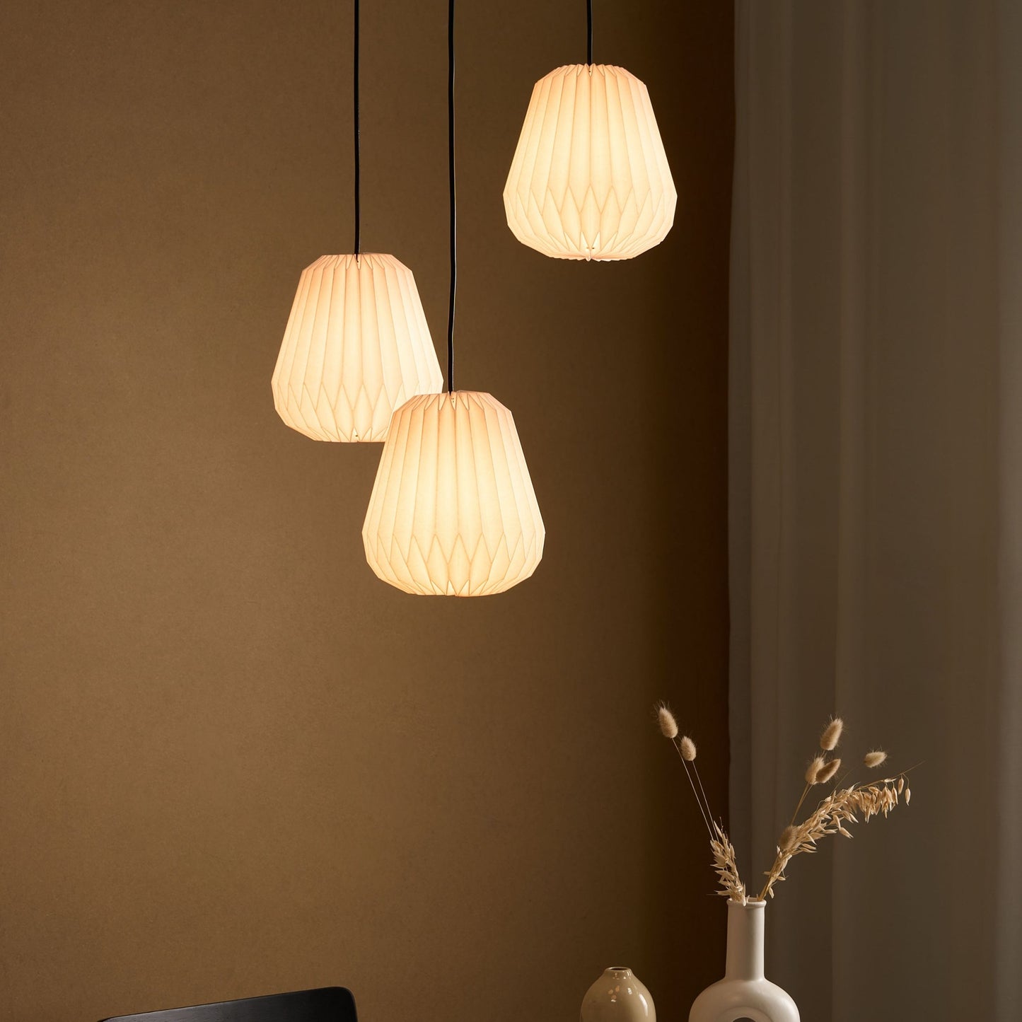 Lighting Origami 3 Light Pendant Lamp White Paper Shade