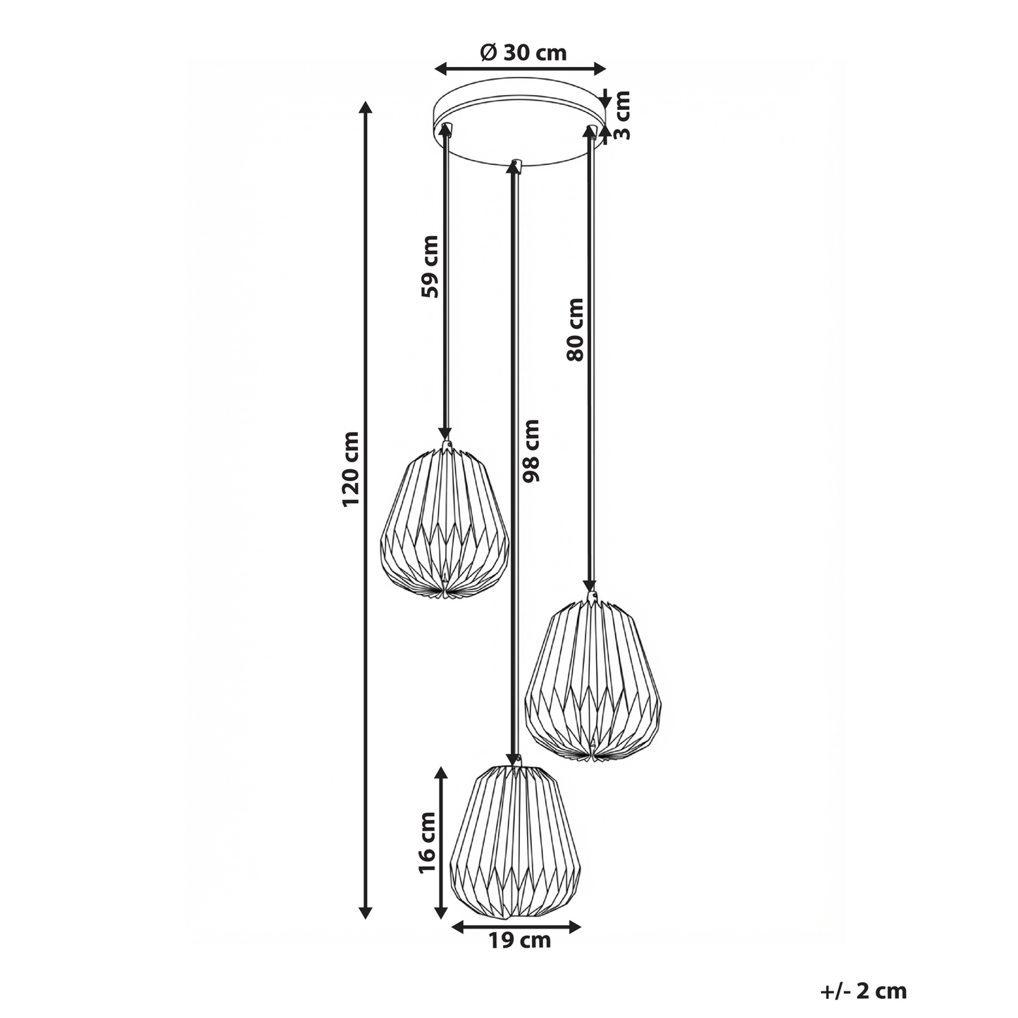 Lighting Origami 3 Light Pendant Lamp White Paper Shade
