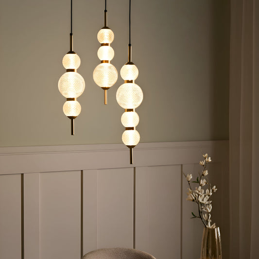 LED Pendant Lamp With Gold Glass Shade And Metal Base Glam Style Ambient Light For Living Room