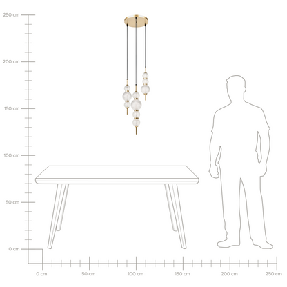 LED Pendant Lamp With Gold Glass Shade And Metal Base Glam Style Ambient Light For Living Room