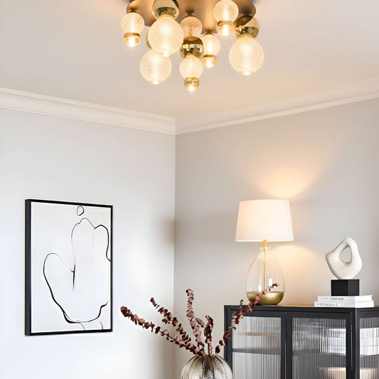 Glow LED Wall Lamp Gold Glass Shade Metal Base Glam Style Ambient Light Living Room And Bedroom