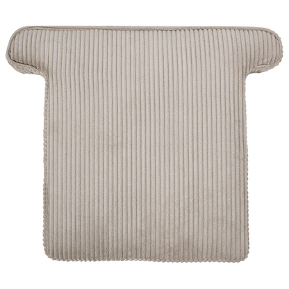 Wingback Chair Beige Corduroy High Back Wood Legs