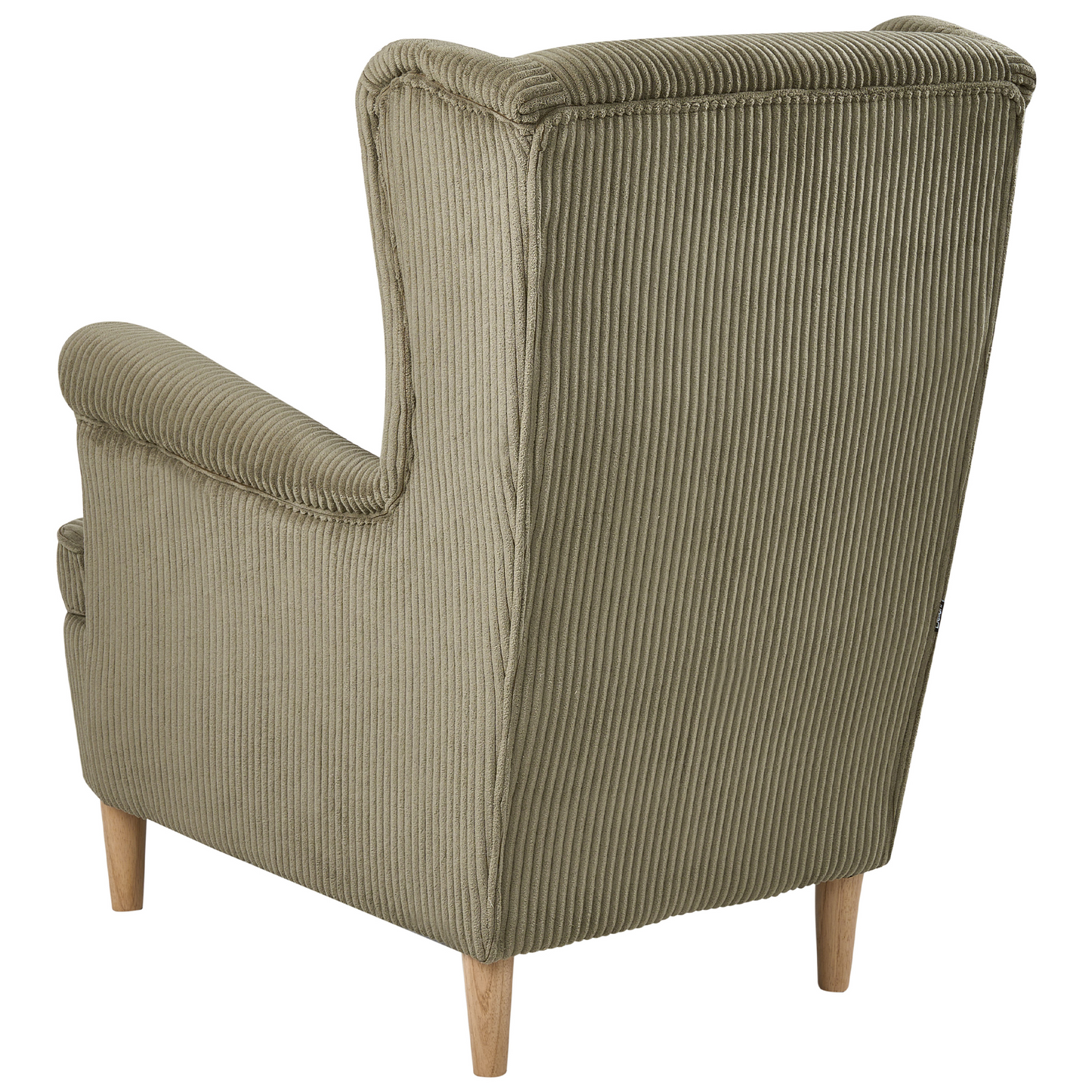 Heritage Lane Wingback Chair Corduroy Green High Back With Wood Legs