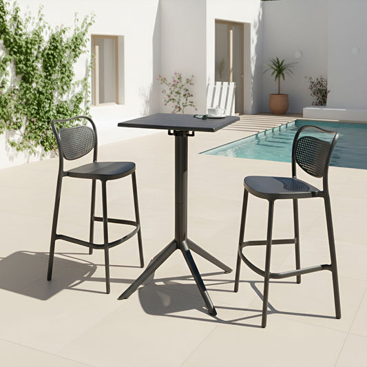 Bistro Table Black 60 x 60cm Flip Top Outdoor