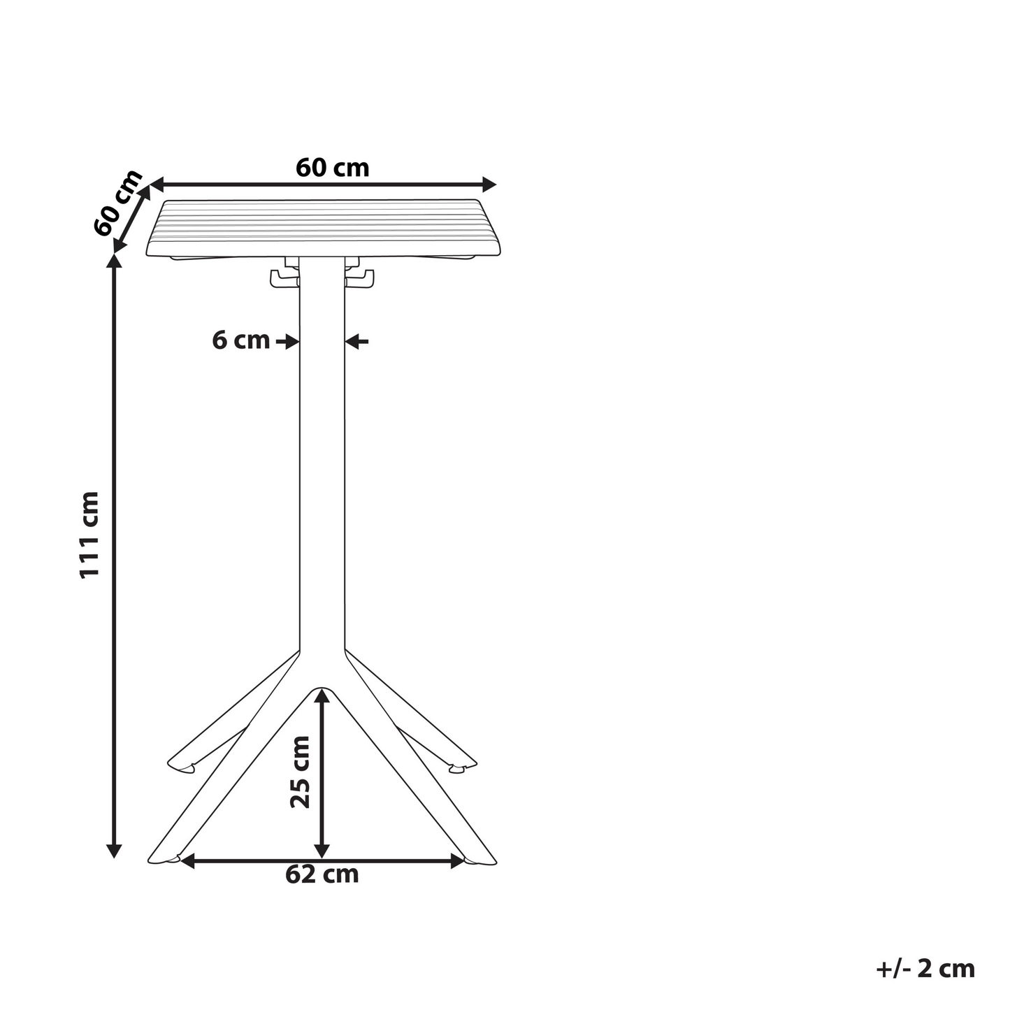 Breeze Living Bistro Table Beige 60 x 60cm Flip Top Outdoor Balcony Table Synthetic Material