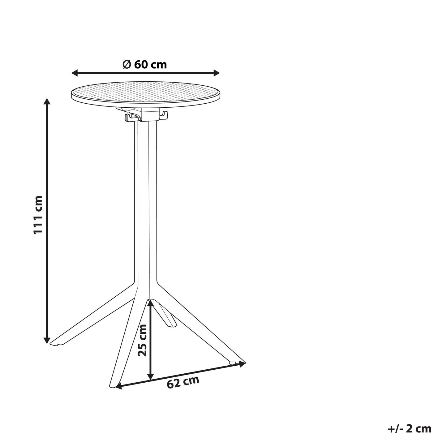 Bistro Round Black 60cm Synthetic Outdoor Table With Flip Top
