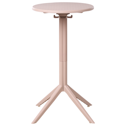 Bistro Round Beige Balcony Table 60 x 60cm Flip Top Outdoor Synthetic