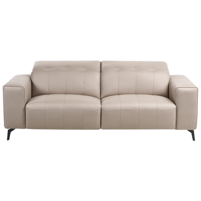 Taupe Faux Leather Living Room Set With Adjustable Headrests