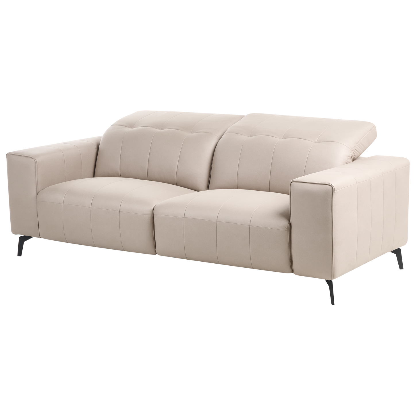 Taupe Faux Leather Living Room Set With Adjustable Headrests
