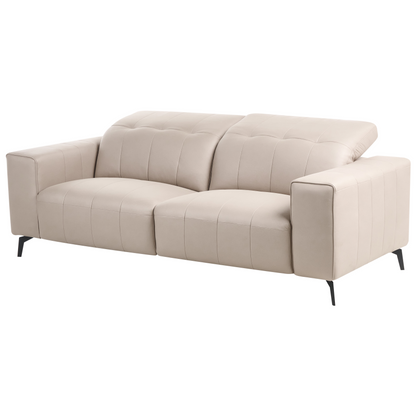 Taupe Faux Leather Living Room Set With Adjustable Headrests