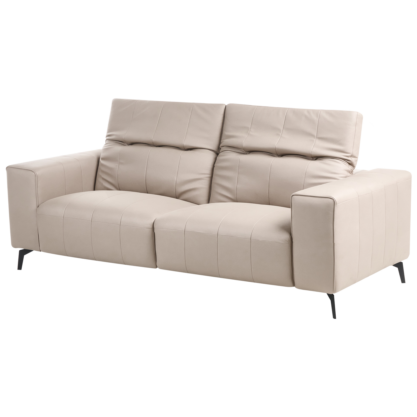 Taupe Faux Leather Living Room Set With Adjustable Headrests
