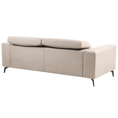 Taupe Faux Leather Living Room Set With Adjustable Headrests