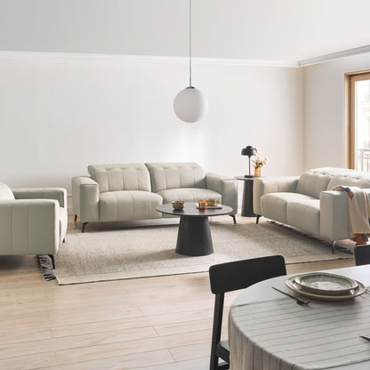 Modern Living Room Set 3-Piece Faux Leather Sofas And Armchair Light Beige With Adjustable Headrests
