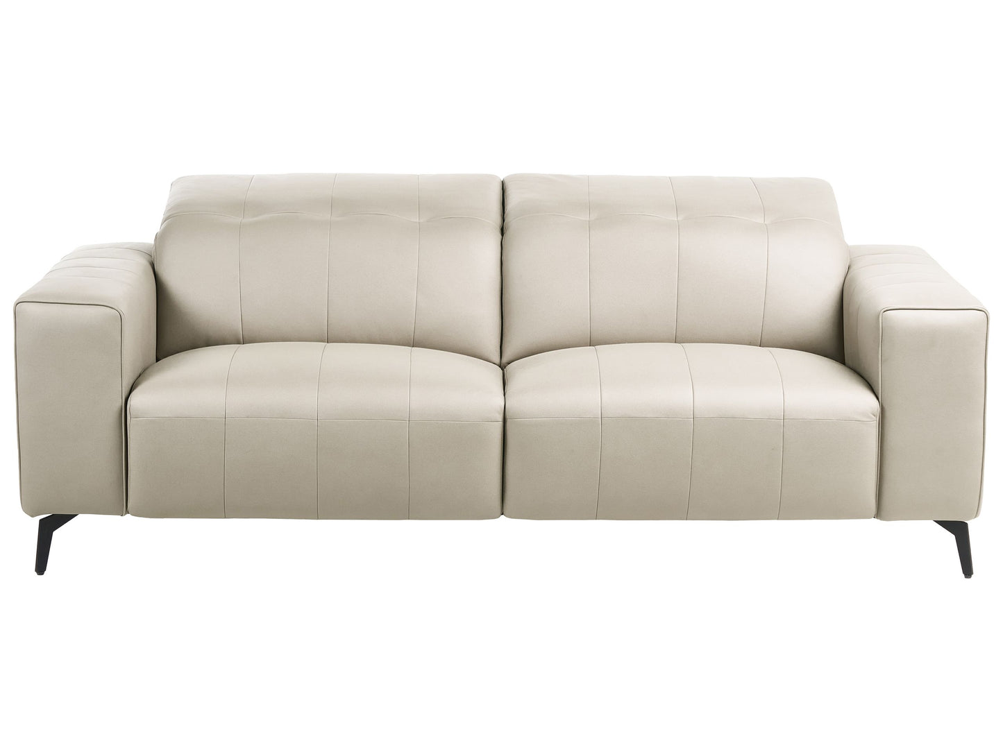 Modern Living Room Set 3-Piece Faux Leather Sofas And Armchair Light Beige With Adjustable Headrests