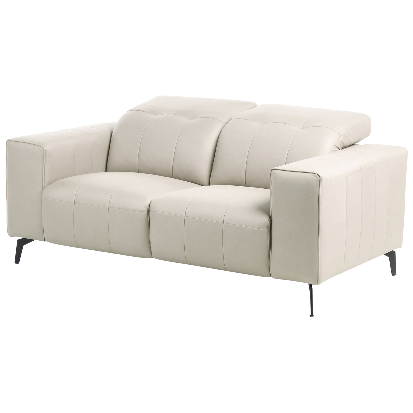 Modern Living Room Set 3-Piece Faux Leather Sofas And Armchair Light Beige With Adjustable Headrests