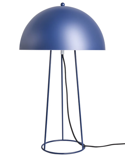 Table Lamp Blue Iron Base Domed Shade Two Bulbs