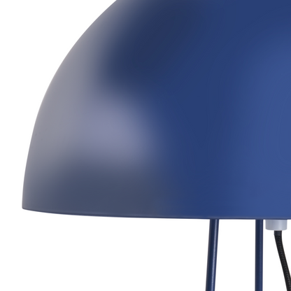 Table Lamp Blue Iron Base Domed Shade Two Bulbs