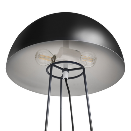 Table Lamp Black Iron Base Two Bulbs Minimalist Living Room