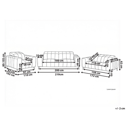 Taupe Faux Leather Living Room Set With Adjustable Headrests