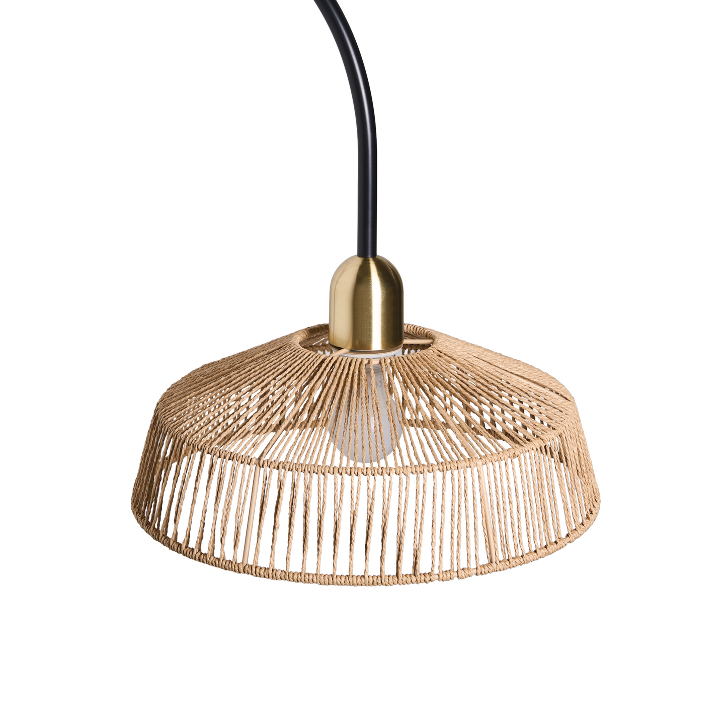 Handmade Wall Lamp With Natural Paper Rope Lampshade And Black Metal Base For Living Room Or Bedroom